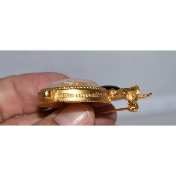 Givenchy Paris Rhinestone Faux Pearl Glass Red Heart Cherub Angel Brooch - Picture 8 of 8